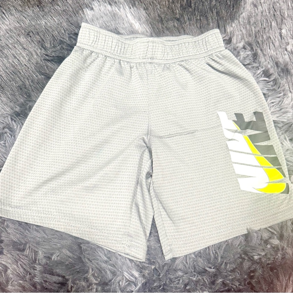 Nike Gray and Yellow Athletic Shorts with Elastic Waistband